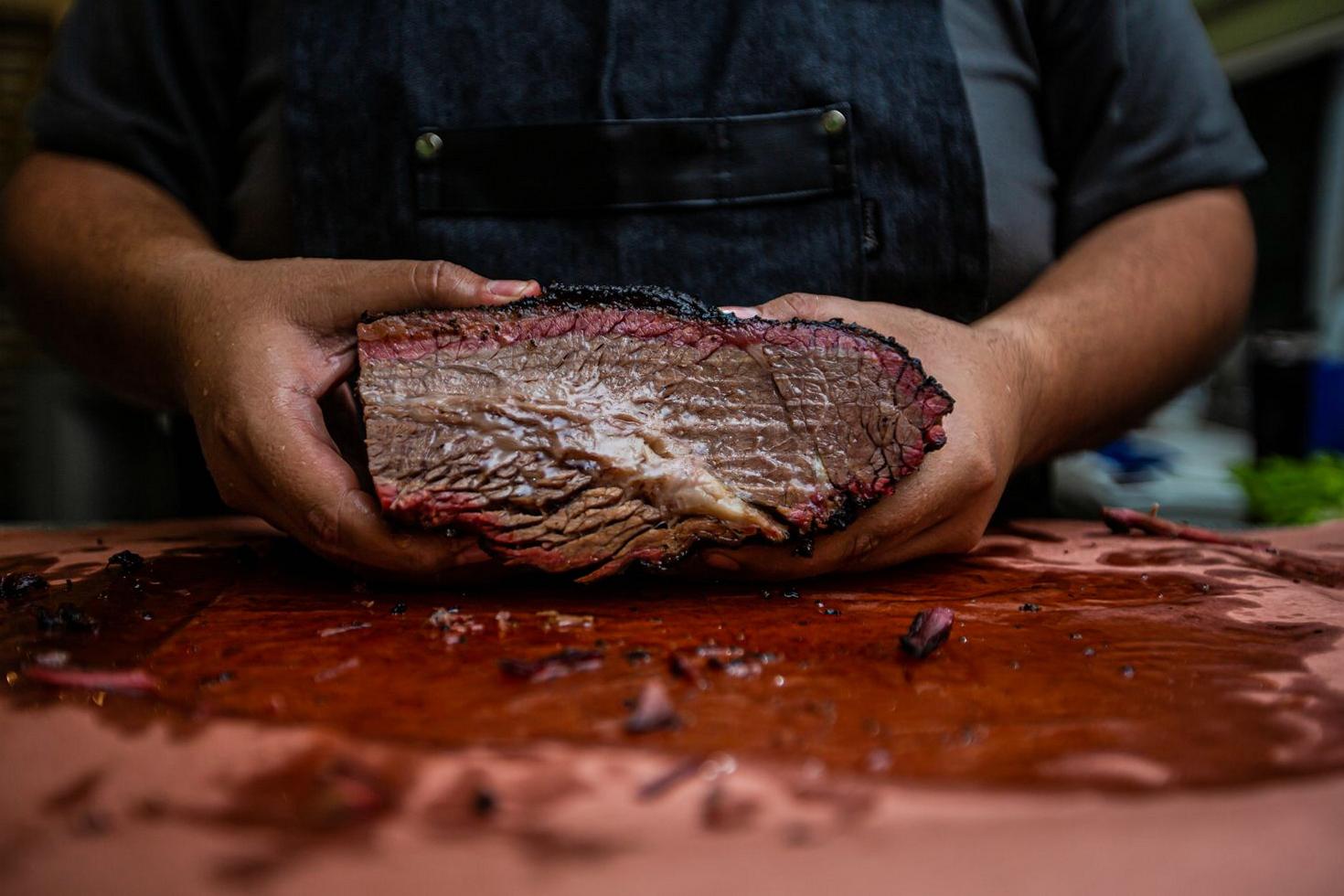 Smoked brisket on a board