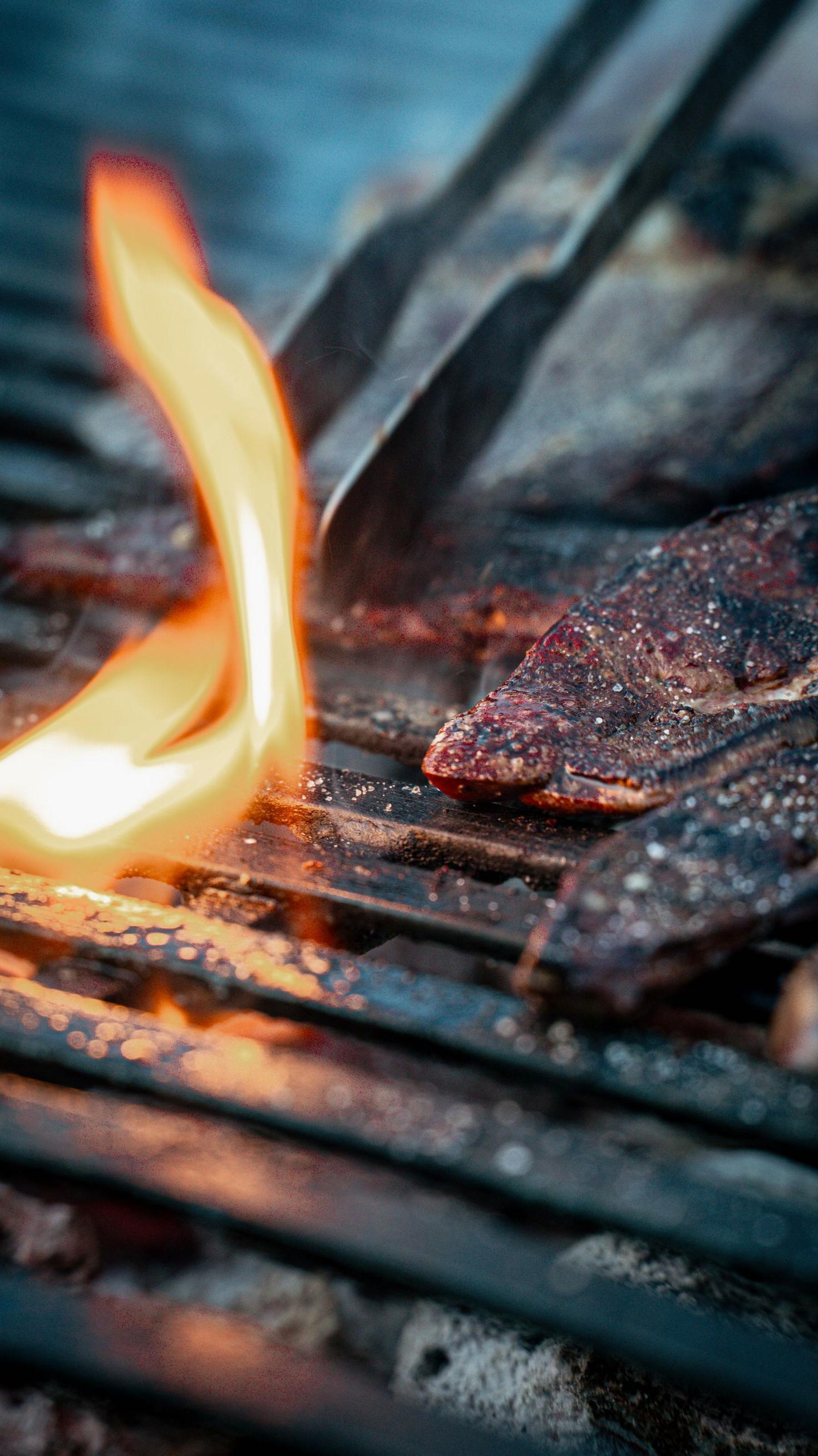 Live fire cooking over glowing embers